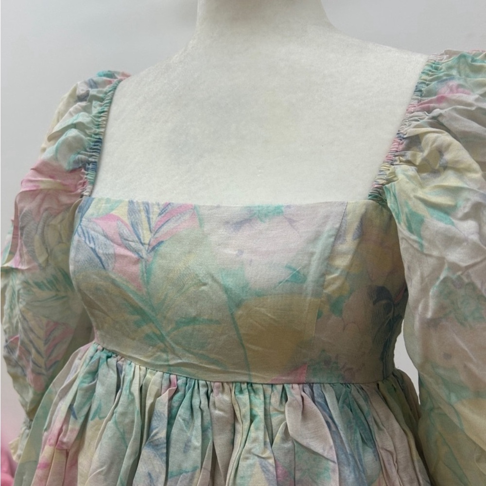 NWOT Selkie French Puff pastel leaf print dress XXS